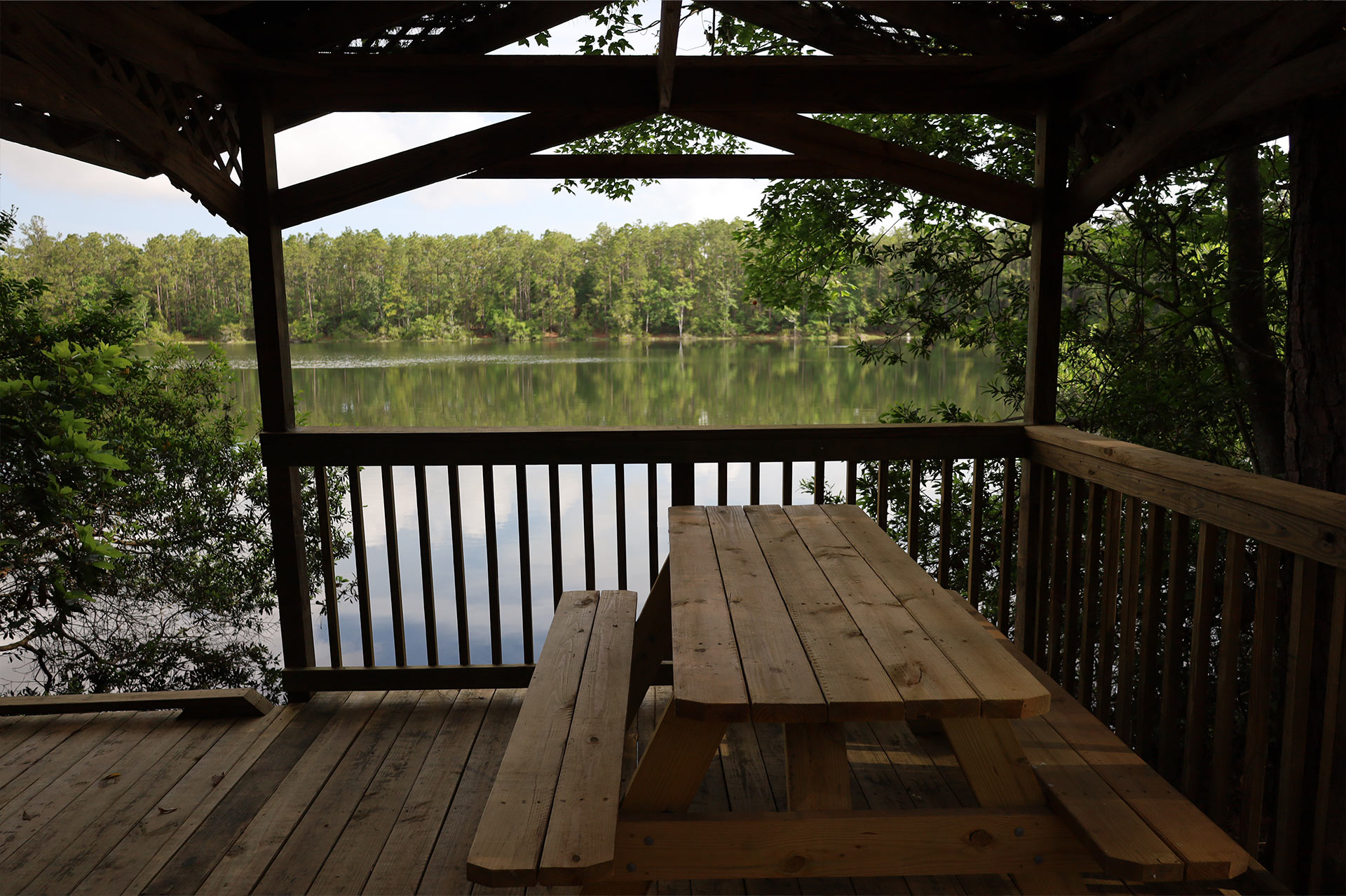 The boardwalk is nestled along the 20-acre lake with picnic tables, pavilion and trash receptacles along the way. In Fall 2024, the boardwalk received improvements.