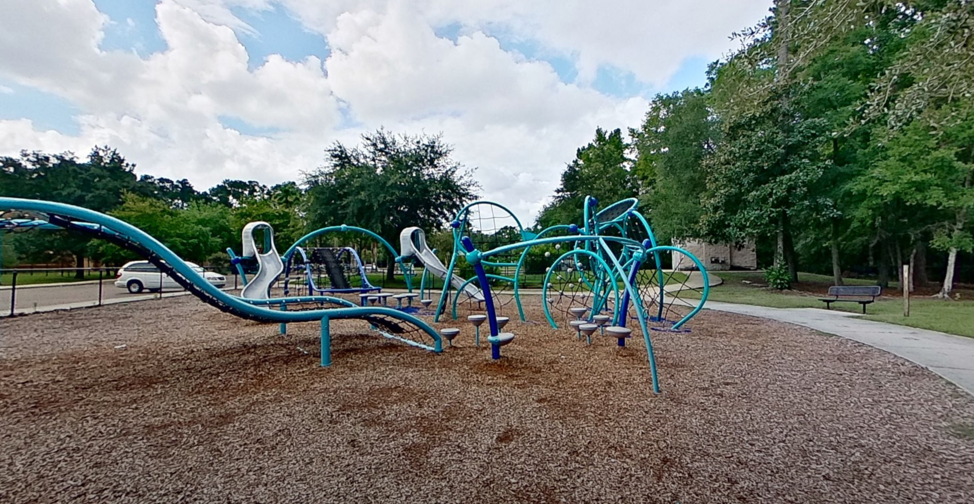 A space for kids to play and offers a shady/covered spot for lunch at the park.