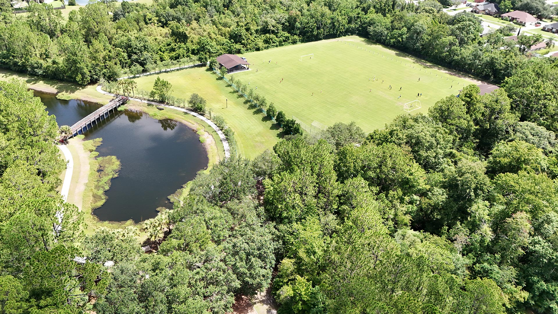 Julian Barrs has many types of sports areas, including a large soccerfield with 2 shelters that can be reserved for many different events like birthday parties, family gatherings, and sporting events.