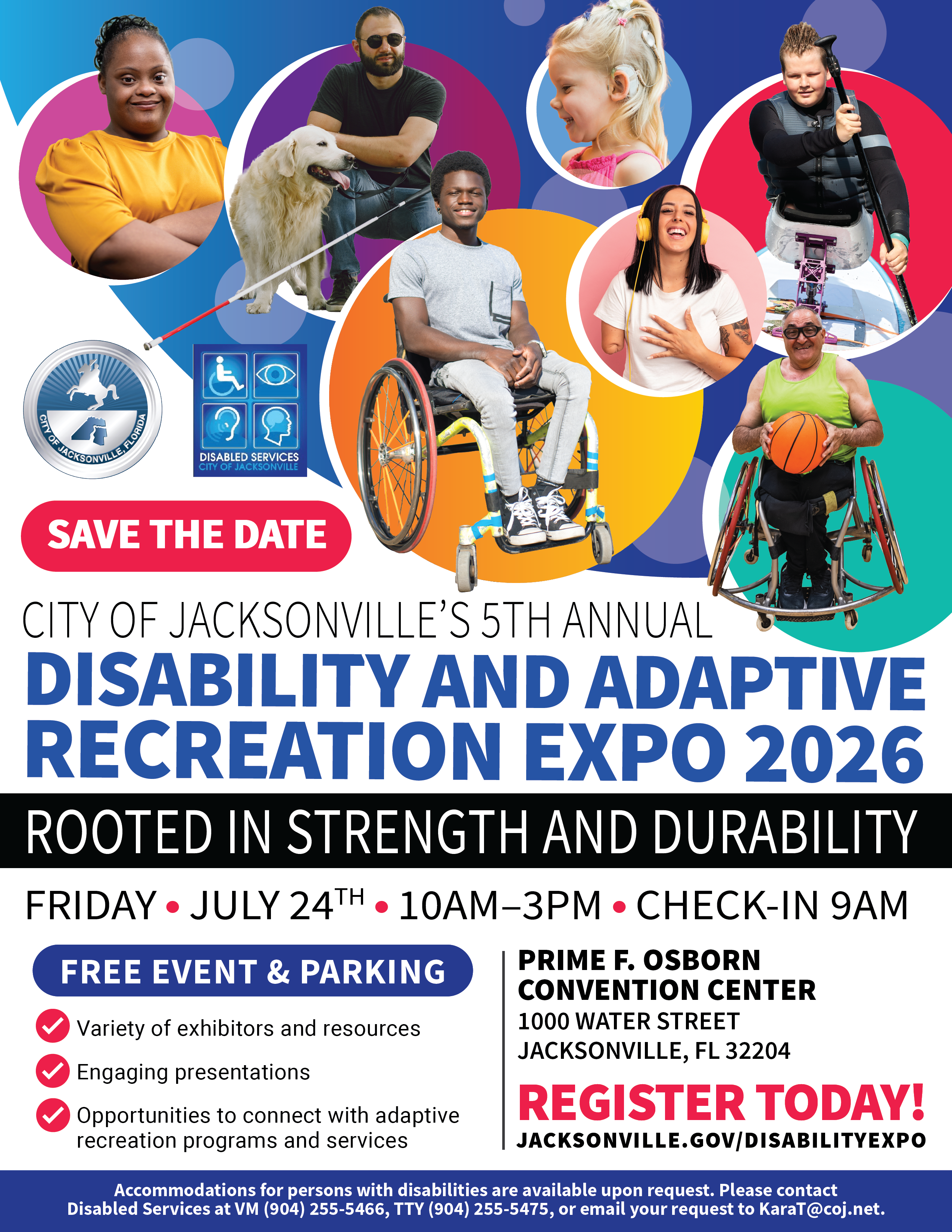 Save the Date flyer with date and five year theme rooted in strength and durability