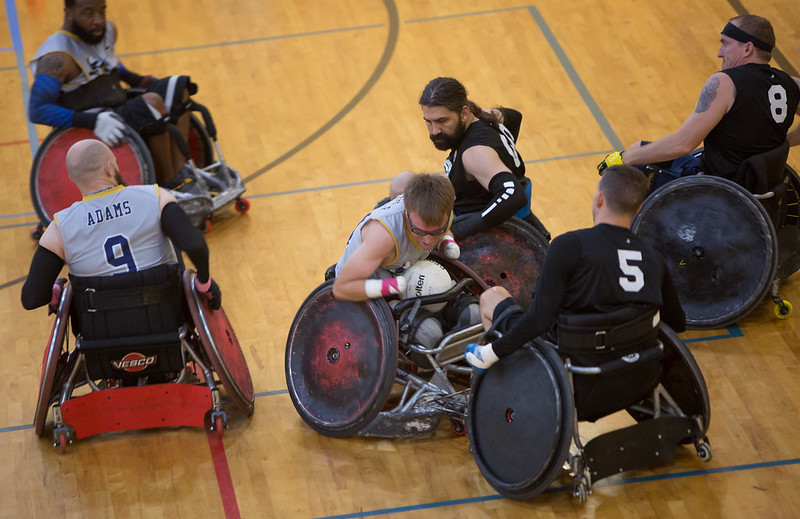 Image of wheelchair rugby being played