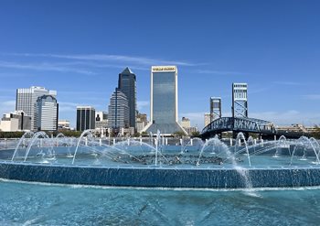 Friendship fountain in front of downtown Jacksonville
