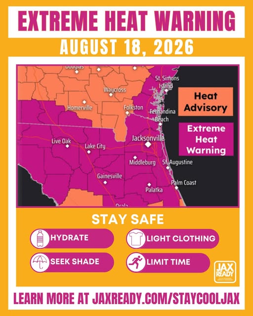 Extreme Heat Warning Map Graphic