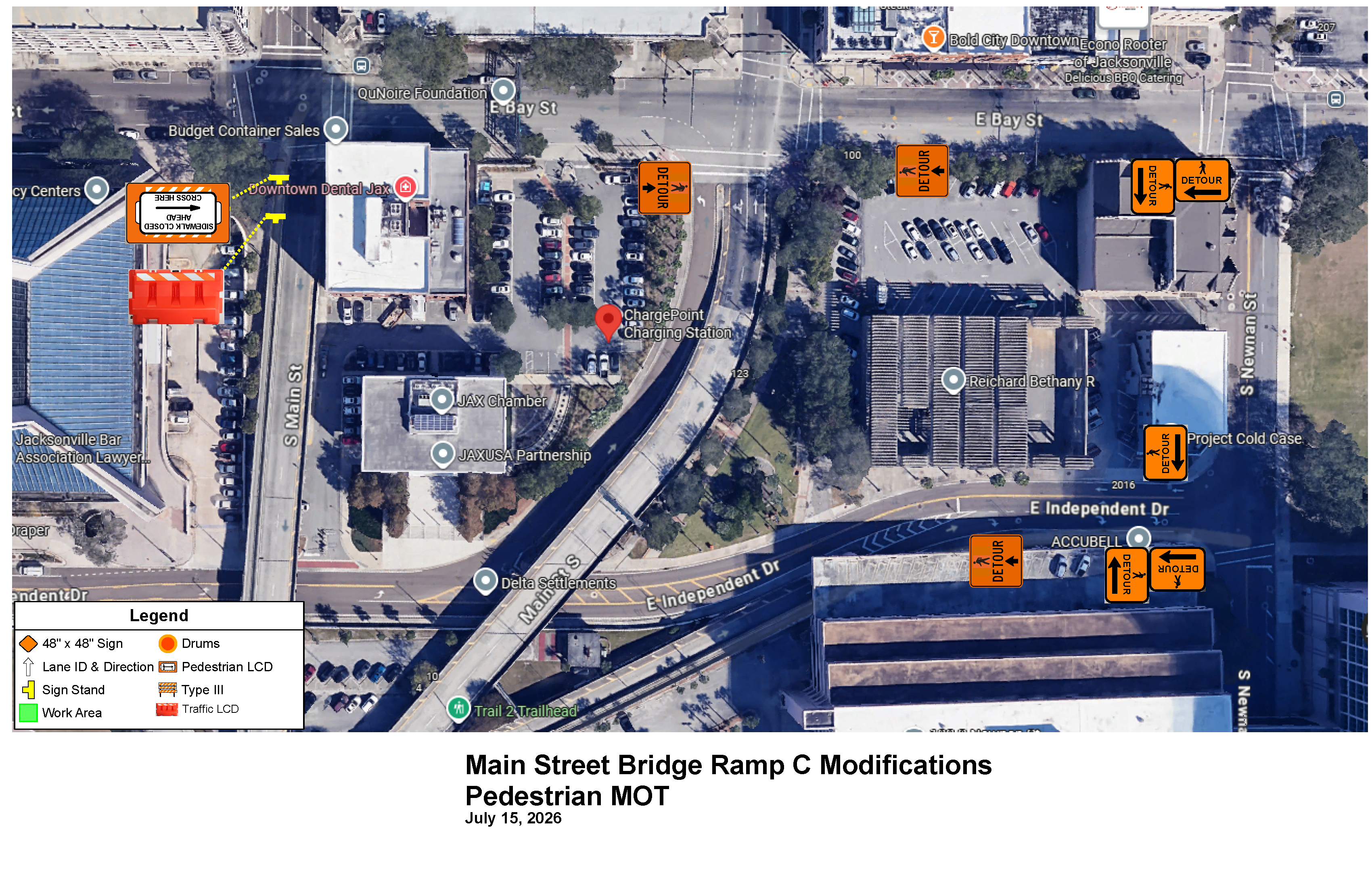 Main Street Bridge Pedestrian Walkway Closure Map 1 Main Street Bridge Pedestrian Walkway Closure Map 1