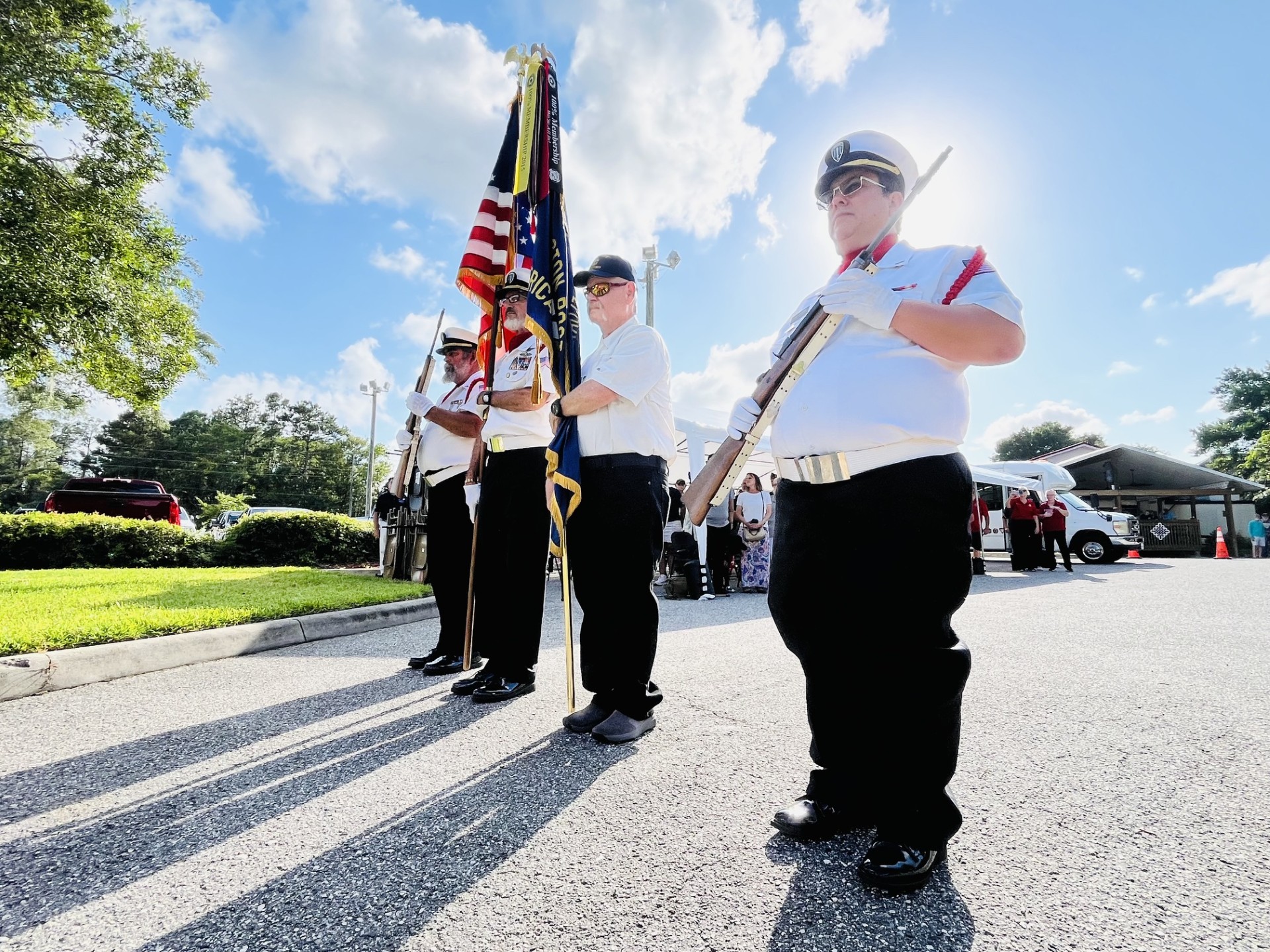 Flag presentation at 250 Flag Retirement Ceremony at American Legion 283