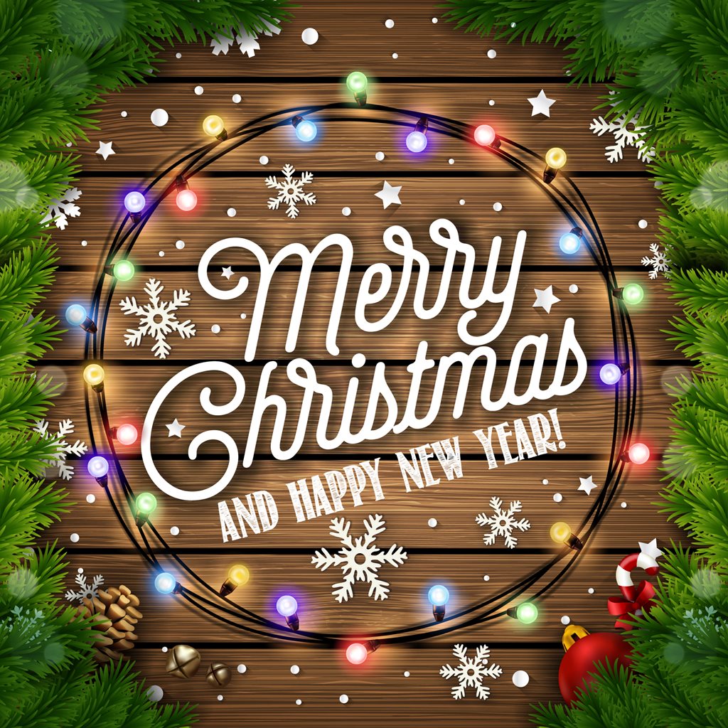 merry christmas wreath with lights