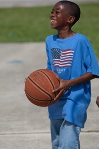 Kid with basketball