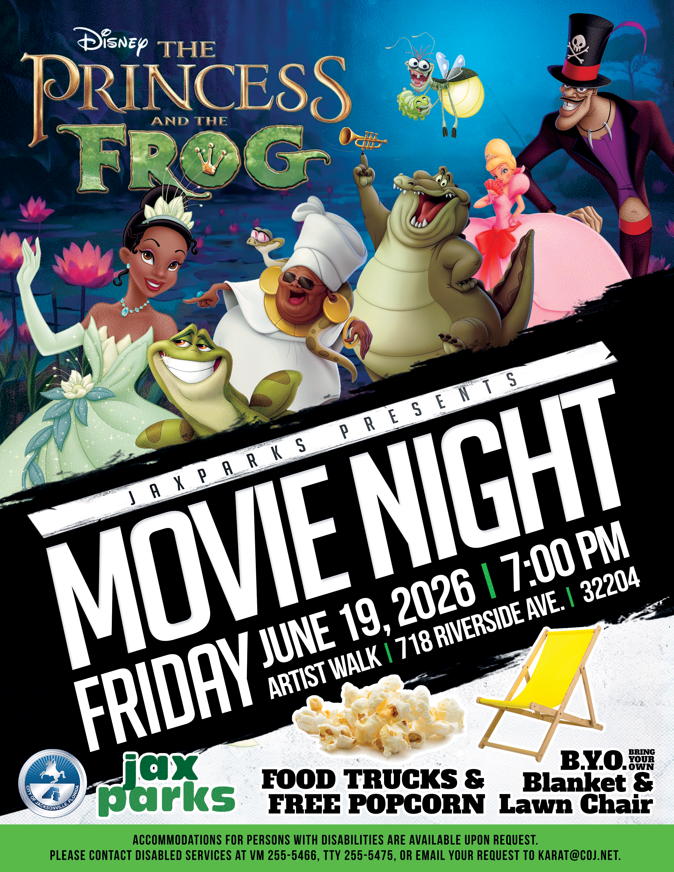 JaxParks Presents Movie Night Featuring The Princess and the Frog!