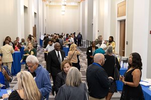 Reception attendees in hall