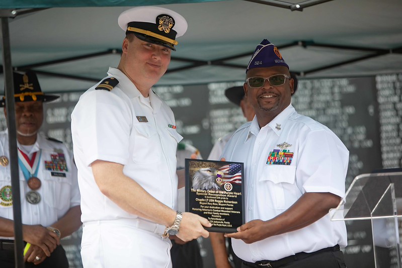 LT Reggie Richardson, USNR Chaplain receiving a award during the Purple Heart Ceremony 2026
