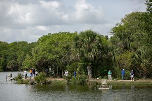 People fishing at a river