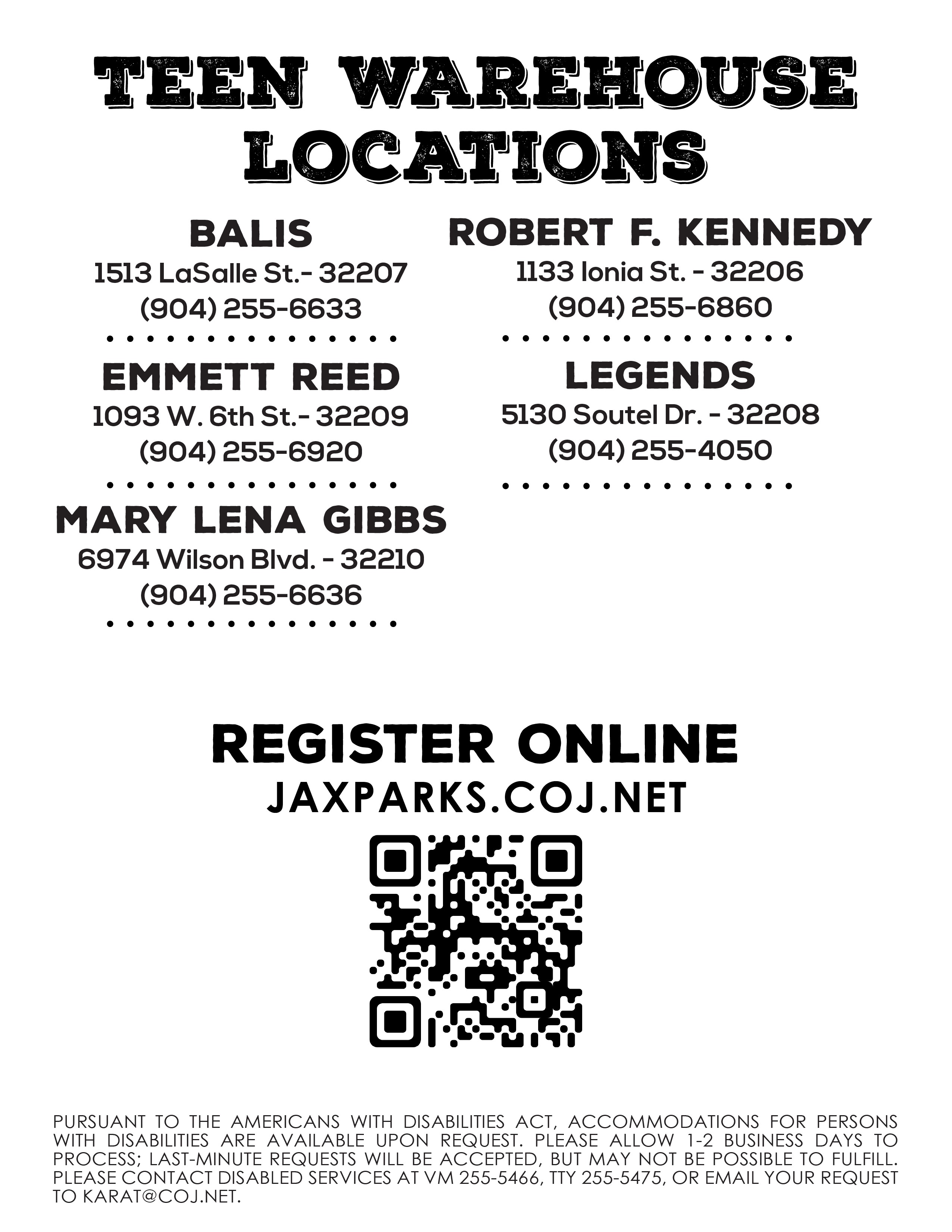 Register online for teen warehouse flyer