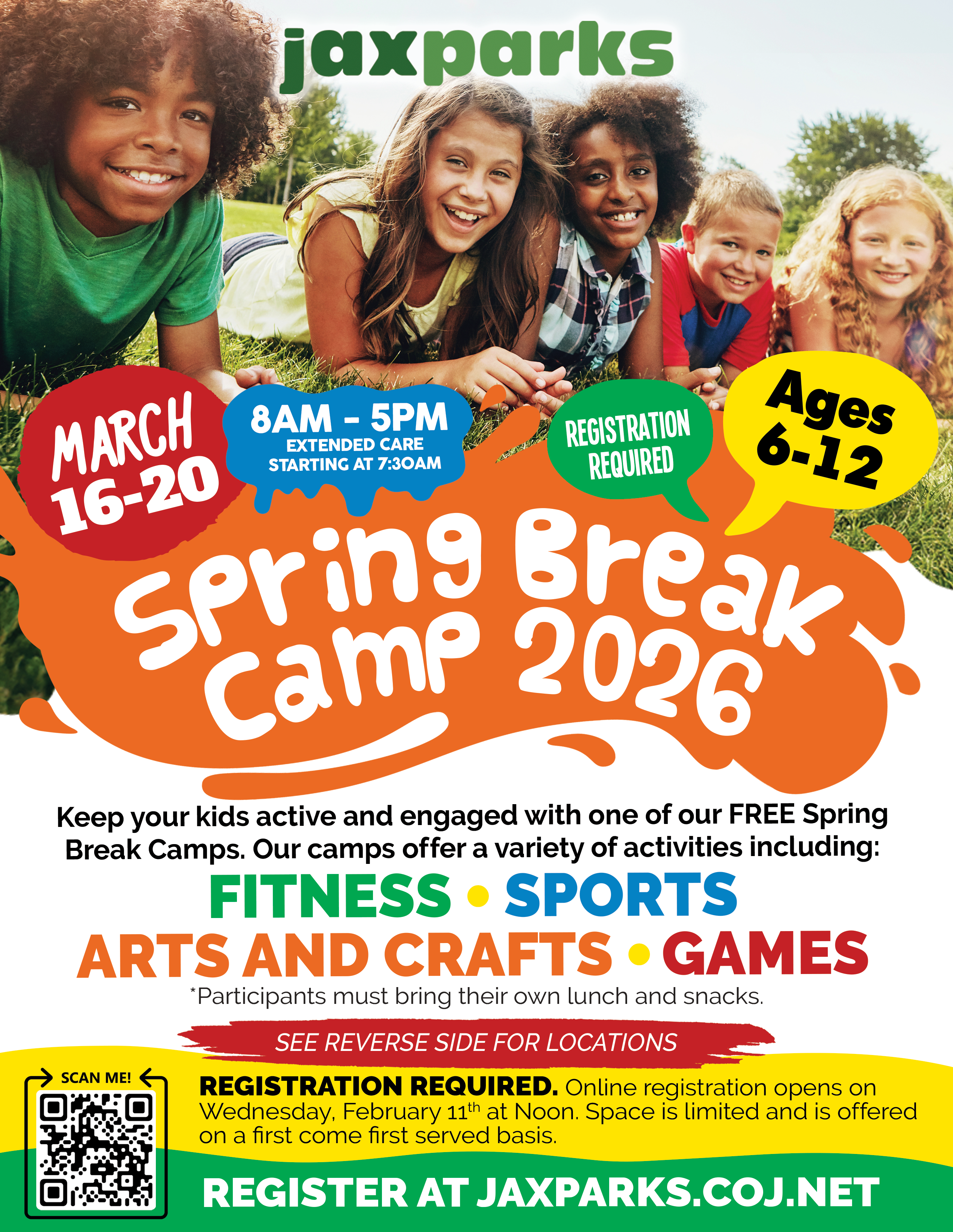 JaxParks Spring Break Camp 2026 Flyer FRONT