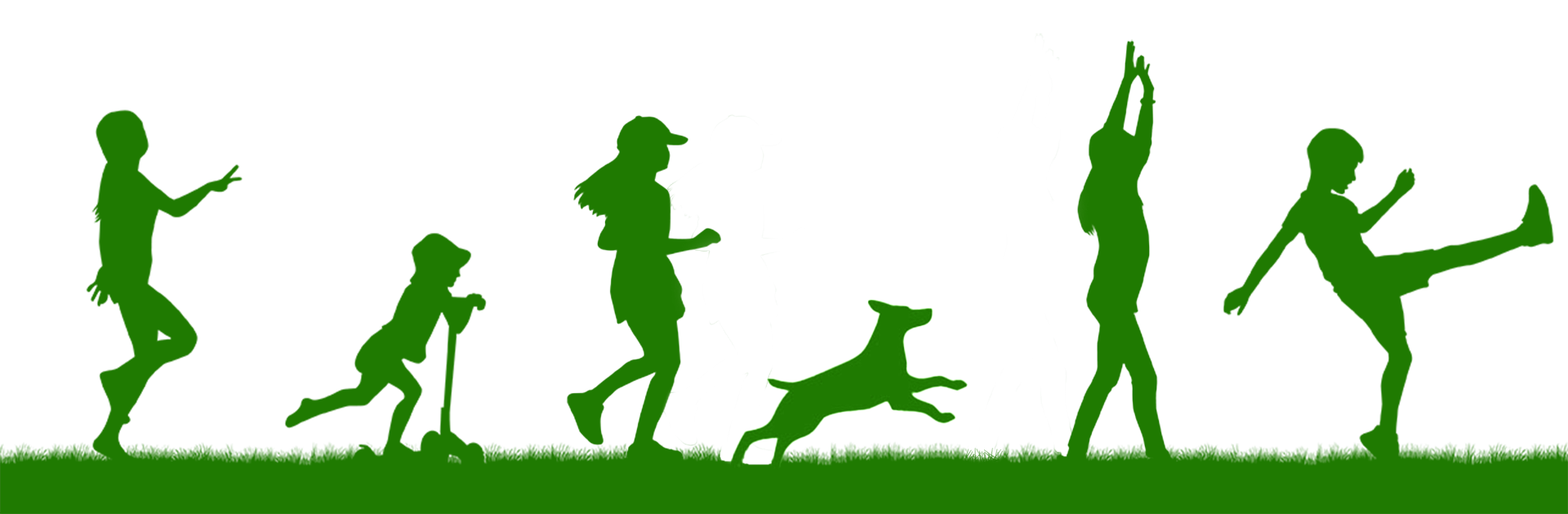 Children and a dog playing