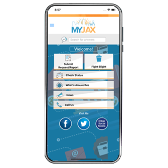 Phone with the MyJax app on the screen