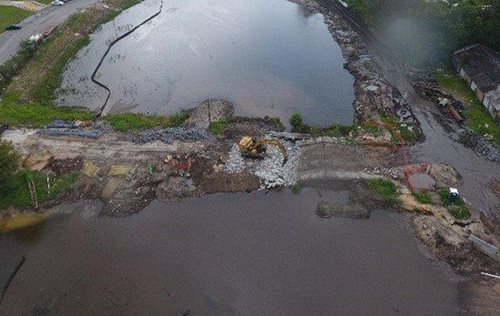 aerial view of King Street Bridge is under construction