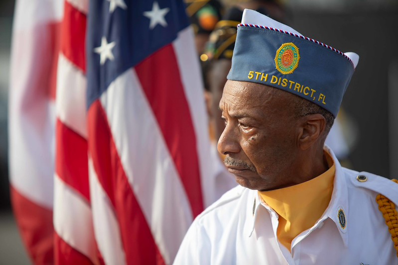Member of MOPH Chapter 524 reflecting during Purple Heart Ceremony 2026