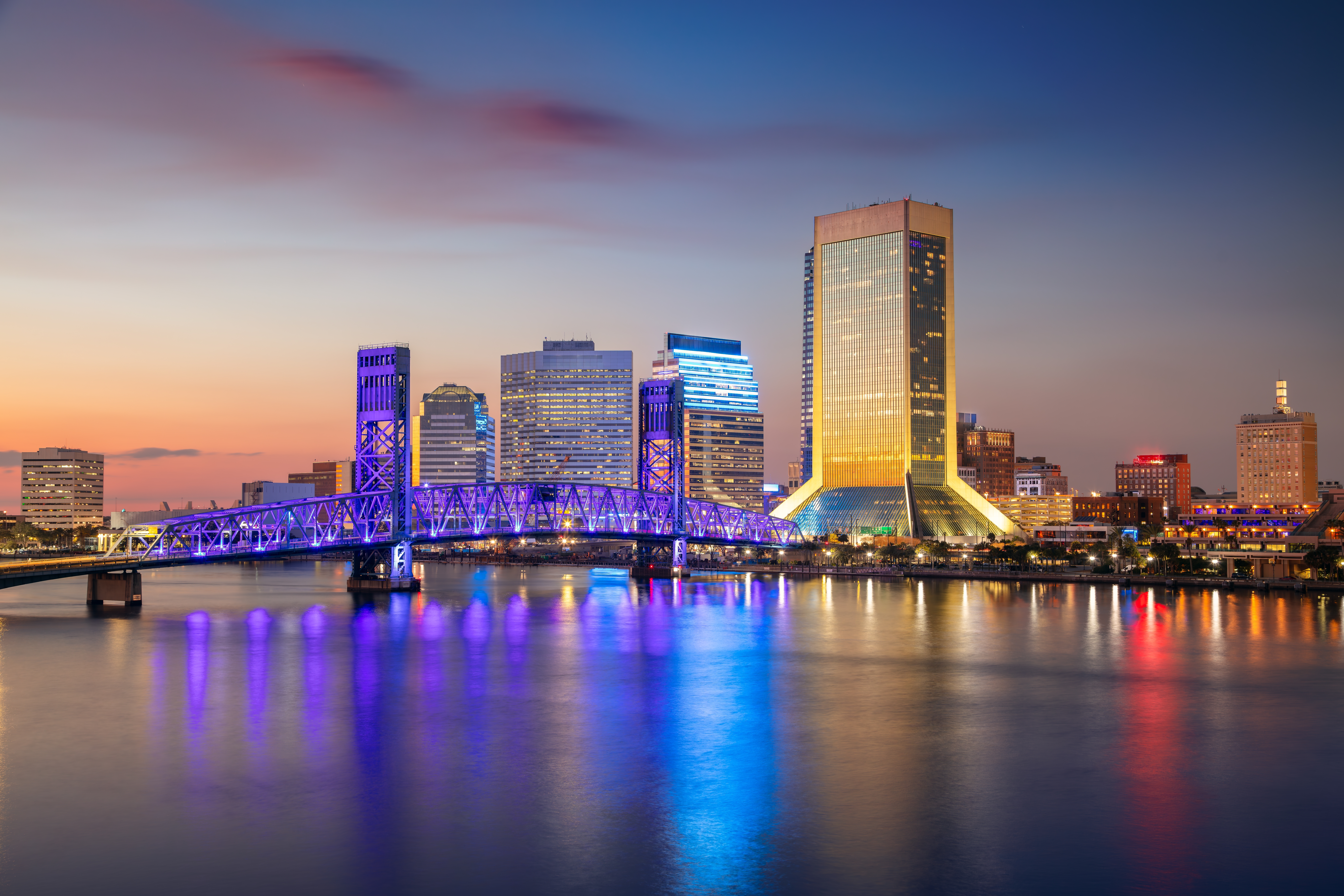 City of Jacksonville downtown skyline at night