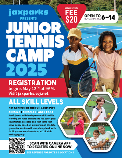 JaxParks Junior Tennis Camp 2025 Flyer