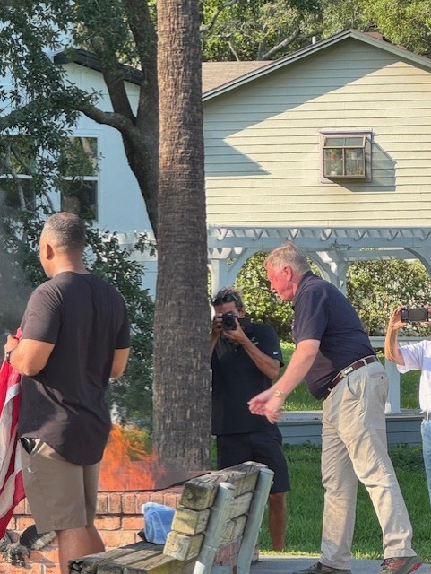 COJ MAVD Director Harrison participating in 250 Flag Retirement Ceremony at the American Legion 283