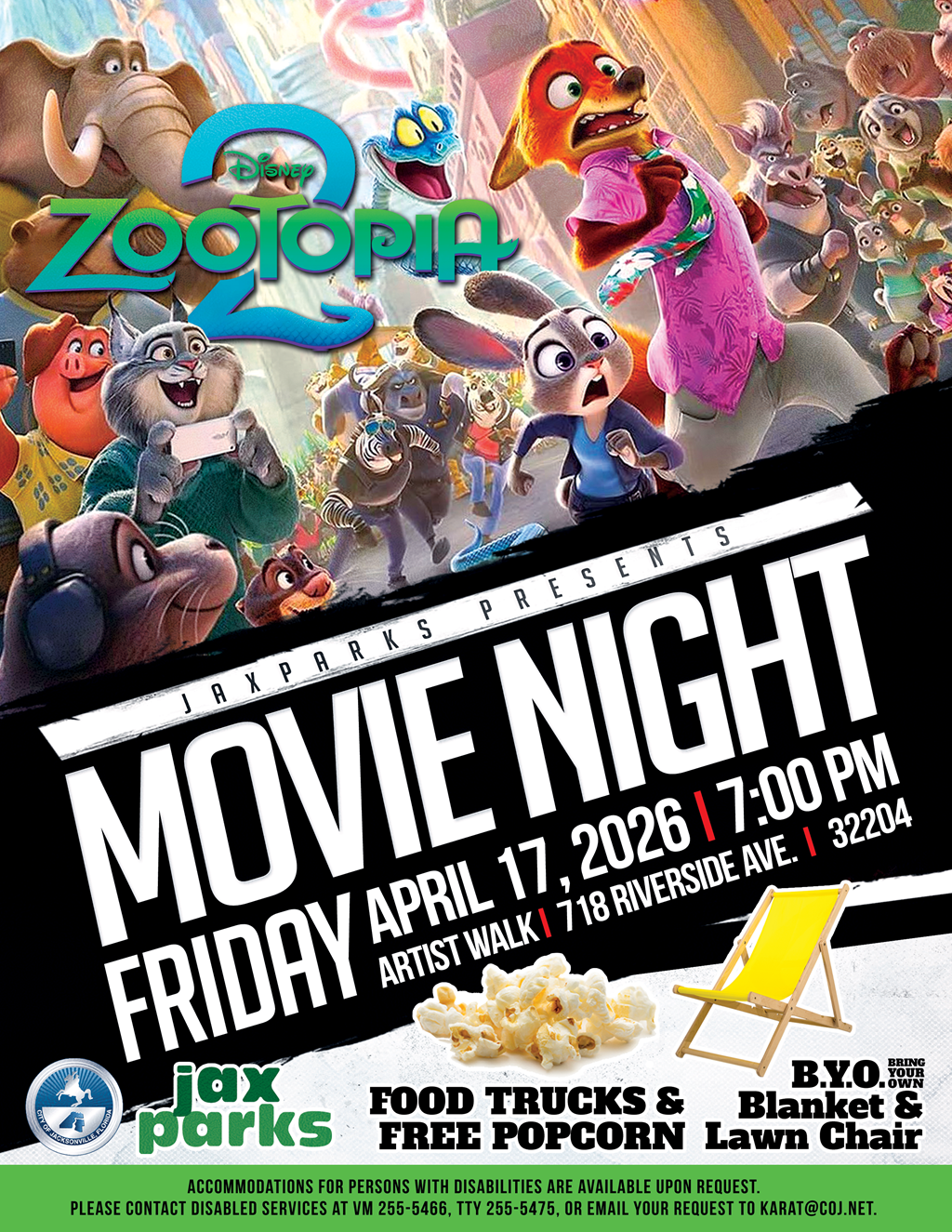 Text reads JaxParks Presents Movie Night