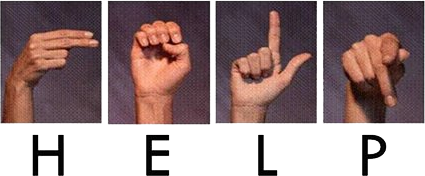 Image of ASL sign for the word Help