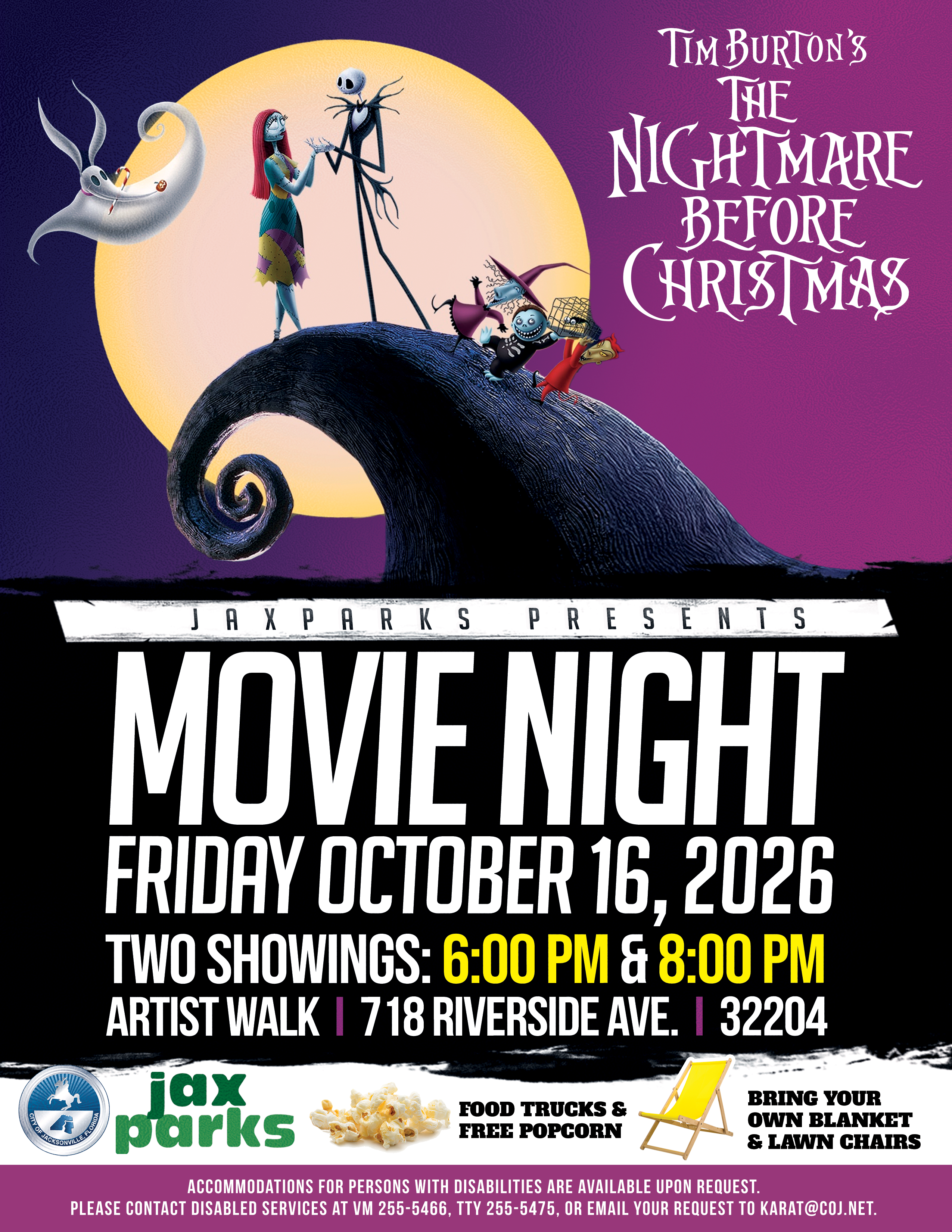 JaxParks Presents Movie Night Featuring The Nightmare Before Christmas