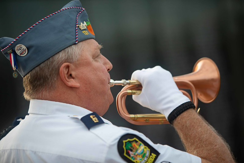 Jim Steele, Bugler playing Taps toward the end of Purple Heart Ceremony 2026