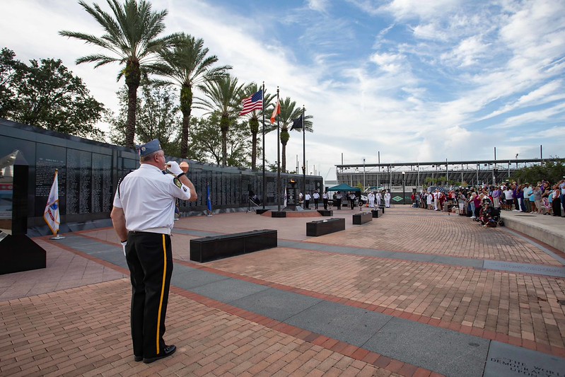 Jim Steele, Bugler SAL Squadron 137 playing Taps at Purple Heart Ceremony 2026