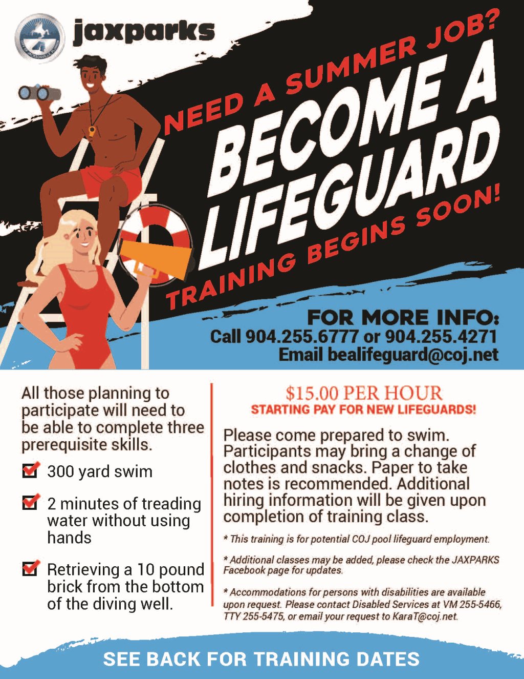 Lifeguard Job Posting Example Jacksonville.gov - Hiring Lifeguards