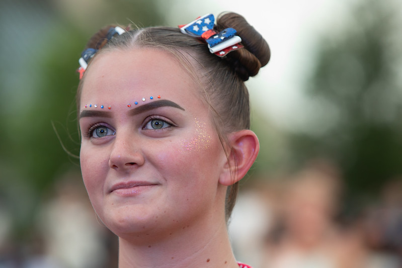 A girl that had her face painted to celebrate July 4th