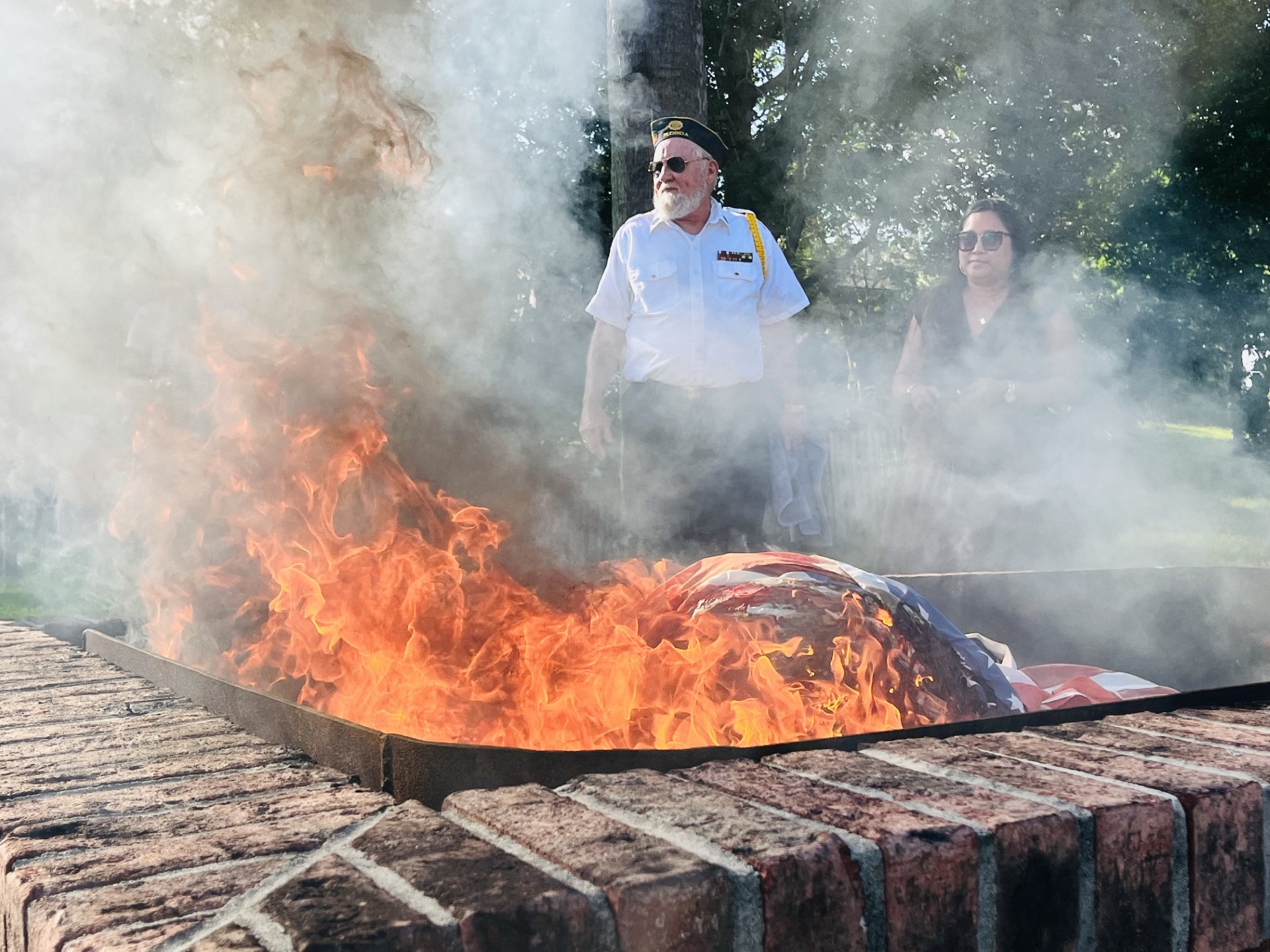 Flags being respectfully being retired at the 250 Flag Retirement Ceremony at the American Legion 283