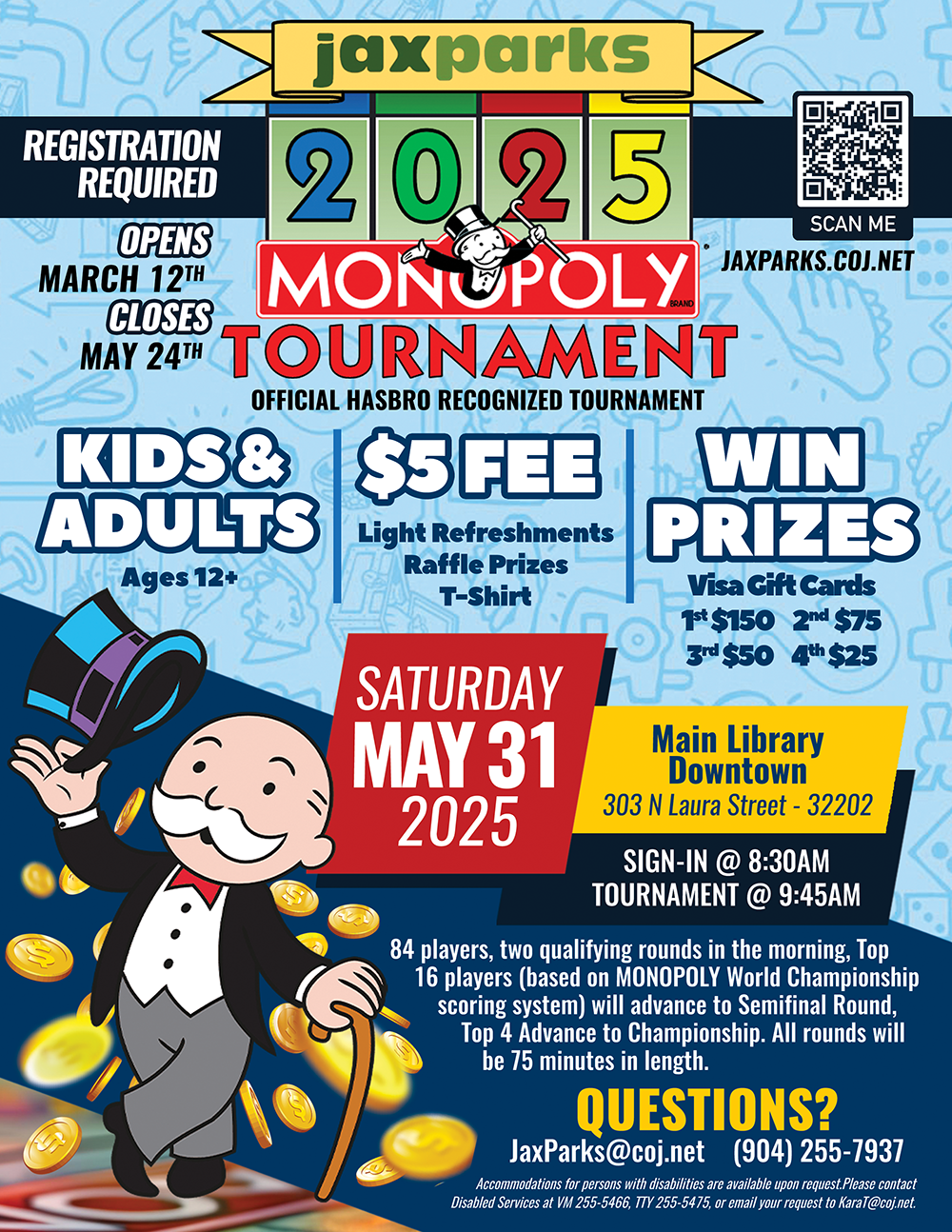 Monopoly logo on green flyer