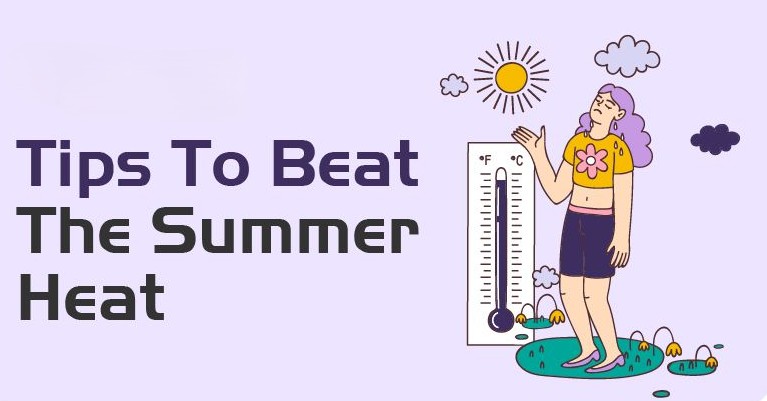 Thermostat next to a standing lady in yellow shirt and blue short with a sun