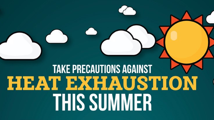 a word Heat exhaustion this summer and a sun picture