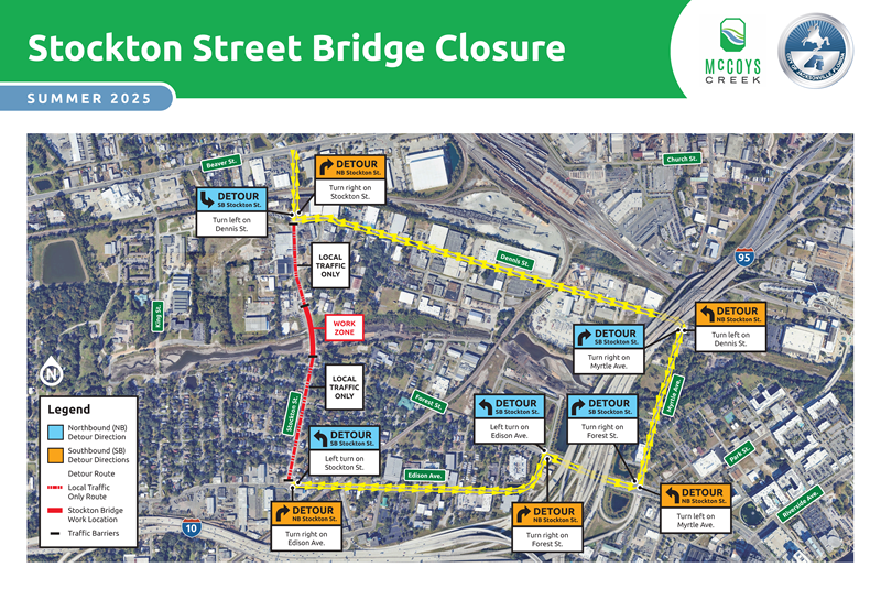Stockton Street Bridge Closure Map