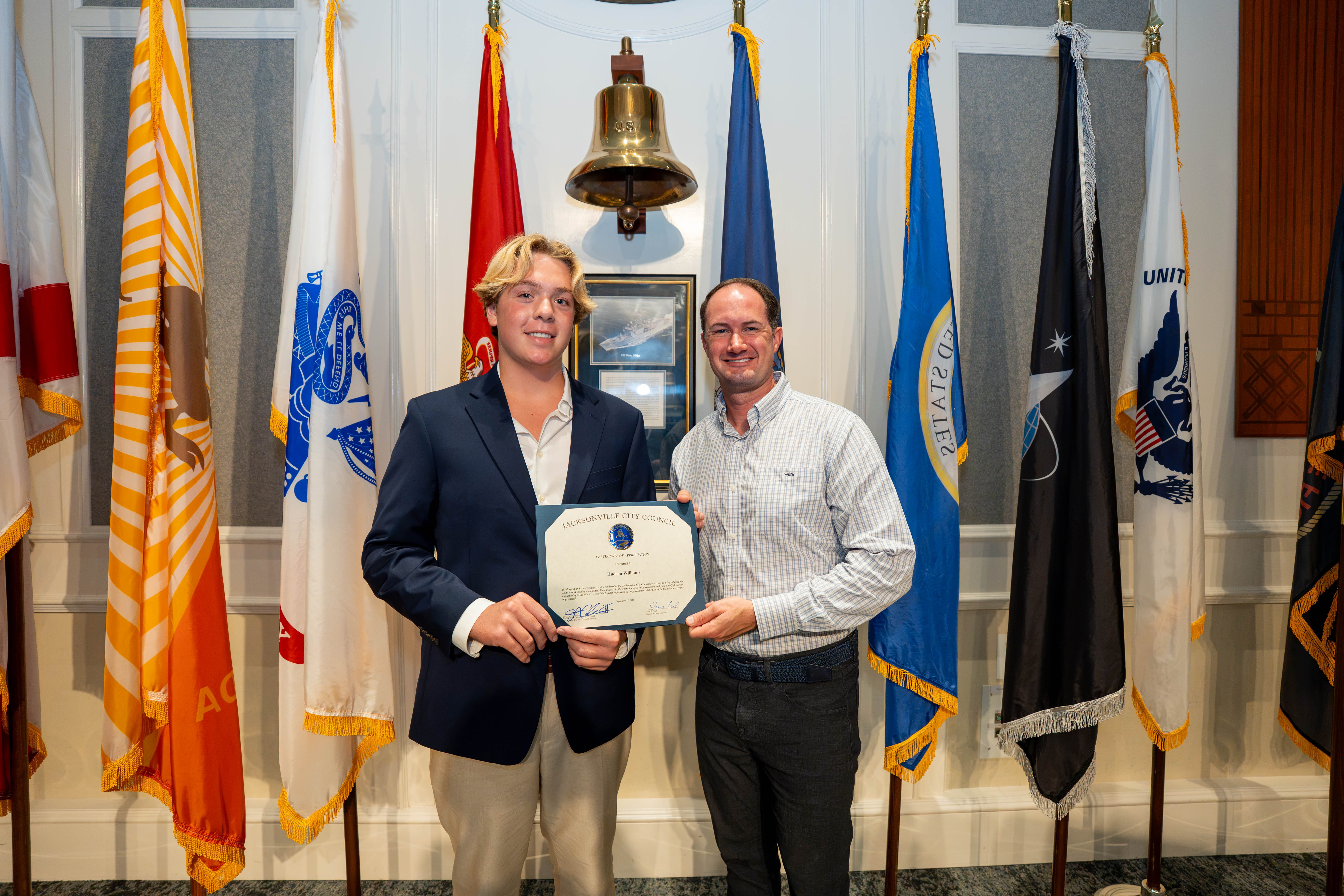 Page Program participant Hudson Williams and CVP Joe Carlucci 