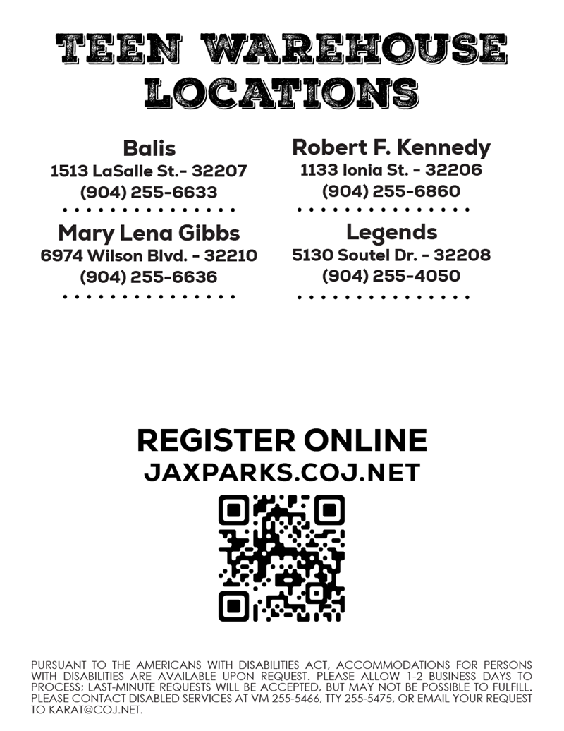 Teen Warehouse 2024-2025 Flyer back