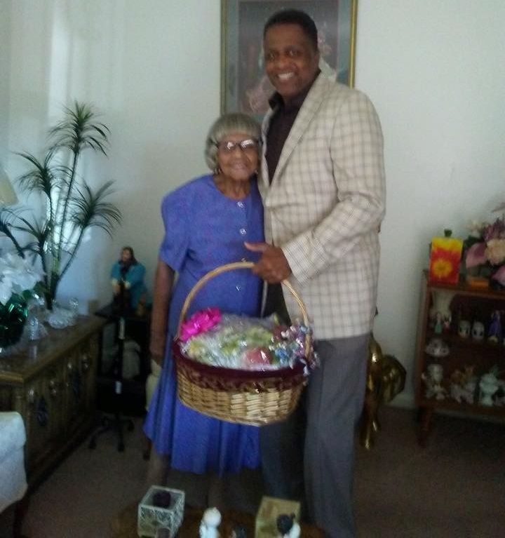 November 14, 2017 photo of Council Member Reggie Brown with Bonnie Shelton on her 100th birthday celebration.