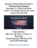 Veteran's Day Ceremony at the Beaches Memorial Park