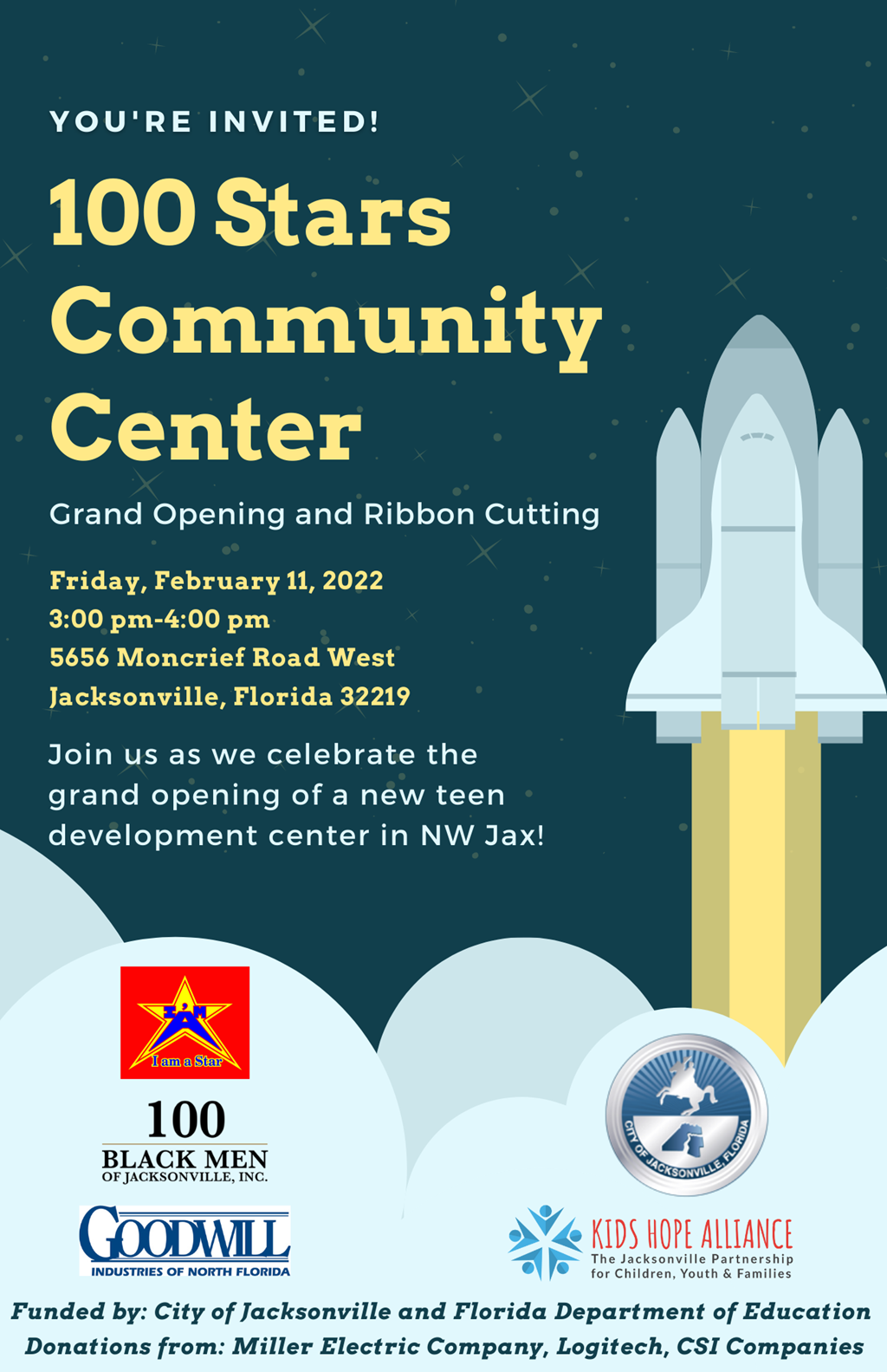 100 stars teen center invitation flyer