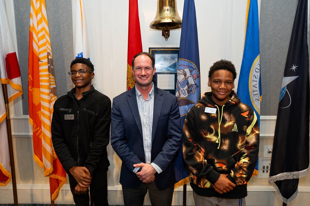 CM Joe Carlucci pictured with Page Program participant Jamari and Jayven Broach following the certificate presentation on February 3, 2026 at the Land Use & Zoning Committee meeting in the City Council Chamber, Jacksonville, FL.