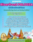 Colorful flyer with pastel colors, Easter Eggs and a bunny