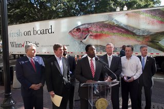 Mayor Brown announcing Sandy relief efforts