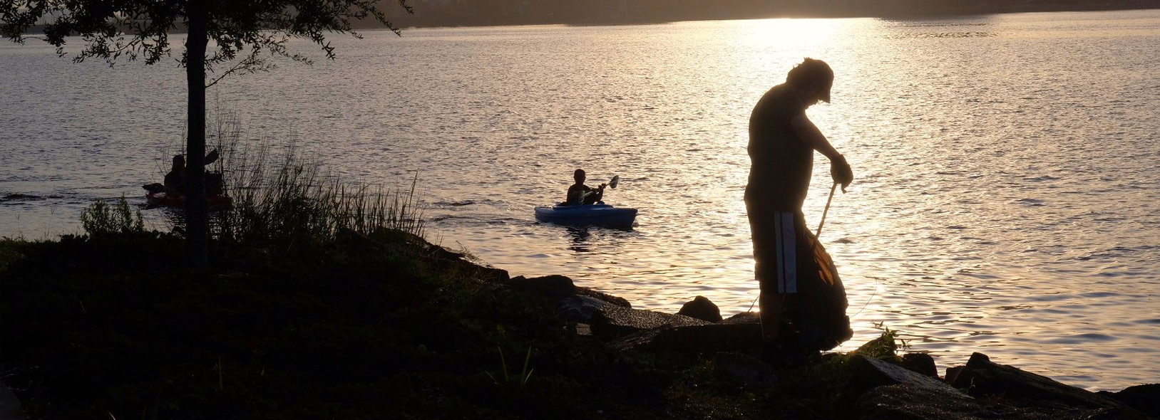 Kayak in River at sunet