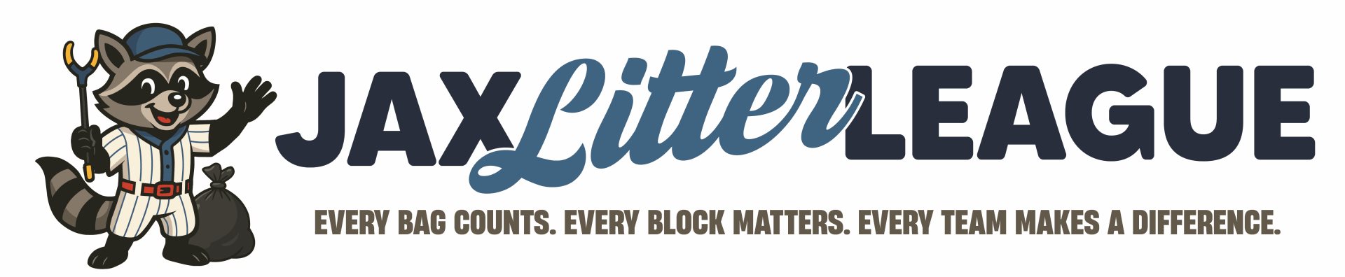 Jax Litter League with illustration of racoon mascot