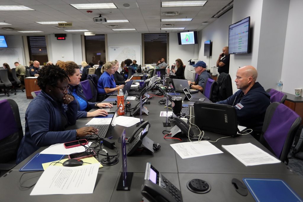 staff working at emergency operations center