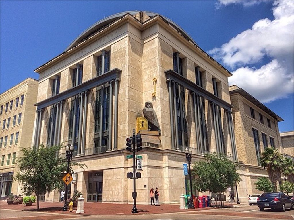 exterior photo of the entrance to the main library downtown