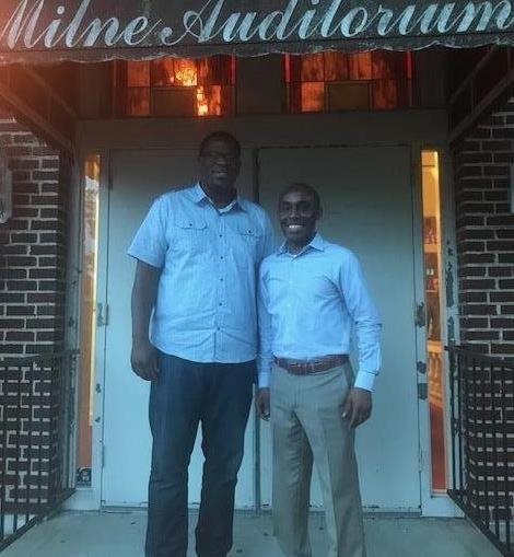 July 3, 2018 photo of Council Member Garrett Dennis and Dwight Brisbane.