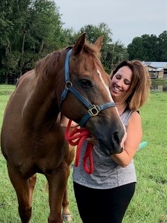 horse and woman having a great time